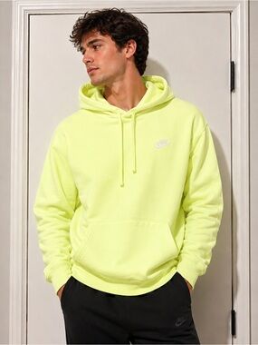 Nike Sportswear Neon Lime Pullover Hoodie XL Embroidered Swoosh